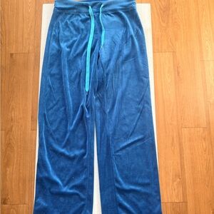 SHEIN Blue Velvet Pants with Teal Drawstring